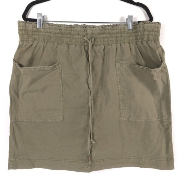 Anthropologie LINEN Blend Moss Green Utility Mini Skirt Size XL - Picture 6 of 16